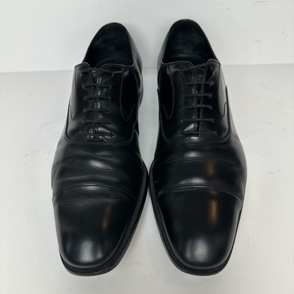Men’s Salvatore Ferragamo black Oxford leather shoes size 8 EE US